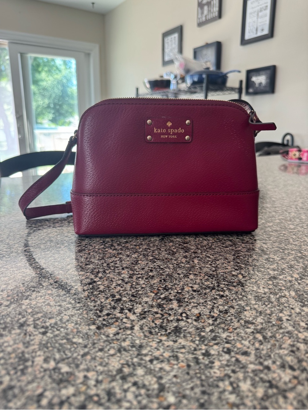 kate spade wine pebbled leather crossbody bag
